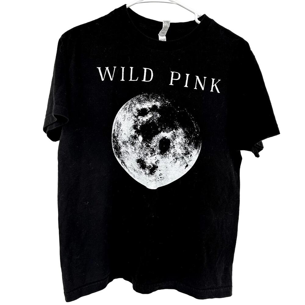 American Apparel Wild Pink Moon Graphic Tee T Shirt Crew Unisex Cotton Black M